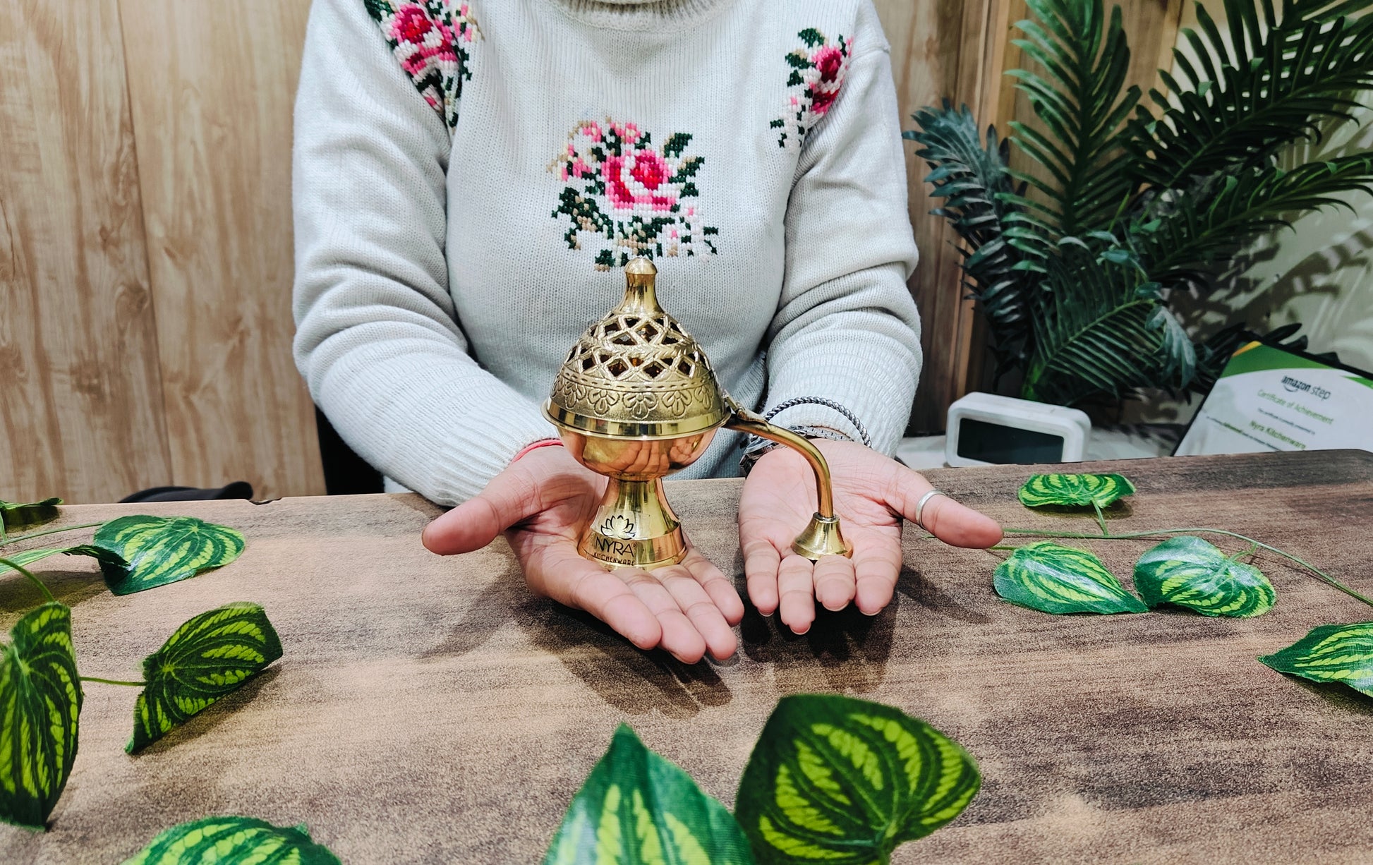 inhand Pure Brass Loban Diya with Handle