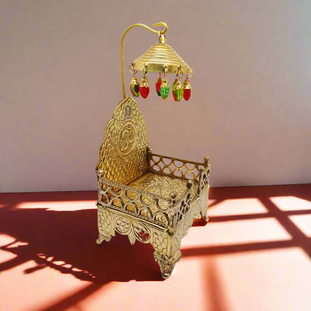 side view of Pure Brass Singhasan/Throne for God Idols