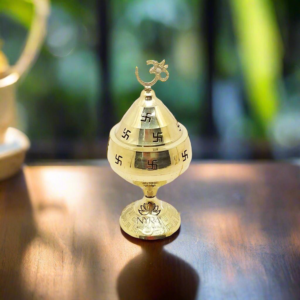 Pure Brass/Peetal Swastik Diya | Perfect for Puja