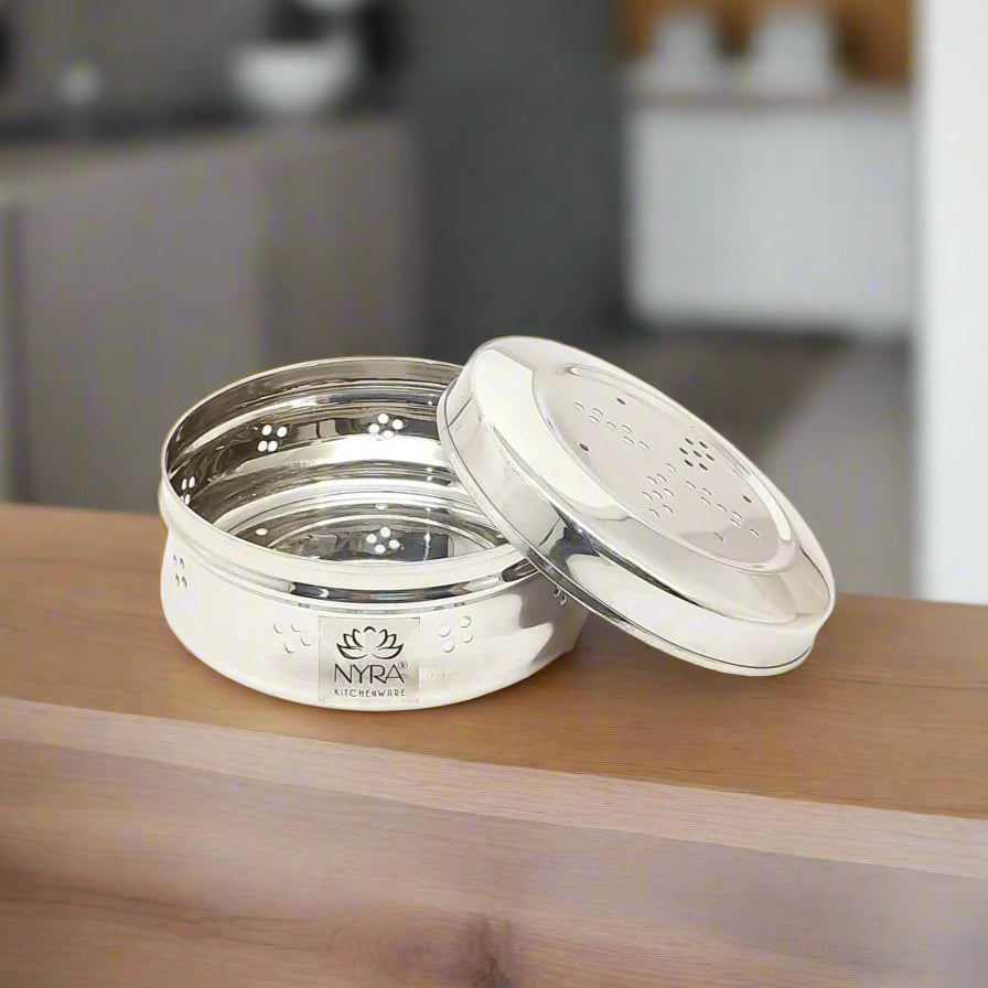 Stainless Steel Round-Shaped Dhaniya/Coriander Box