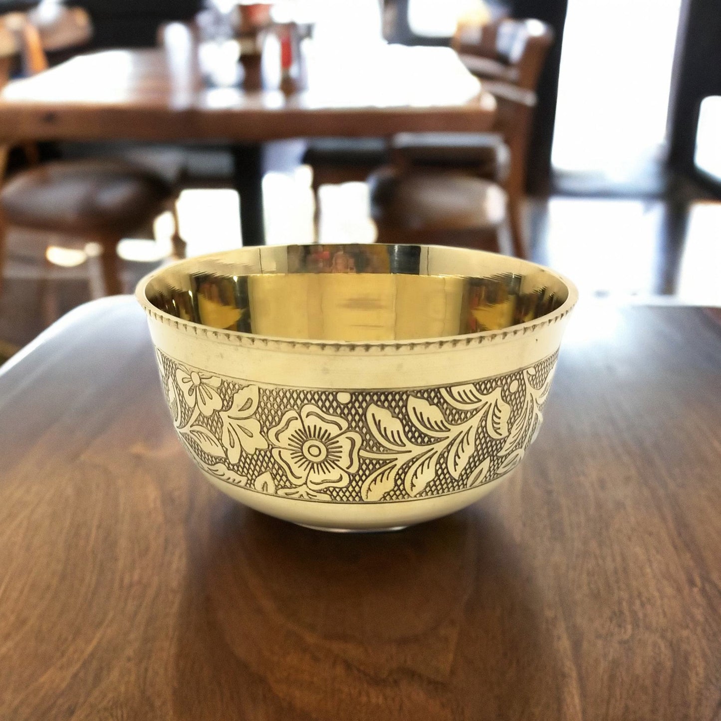 Traditional Brass/Peetal Katori | Embedded Floral Design