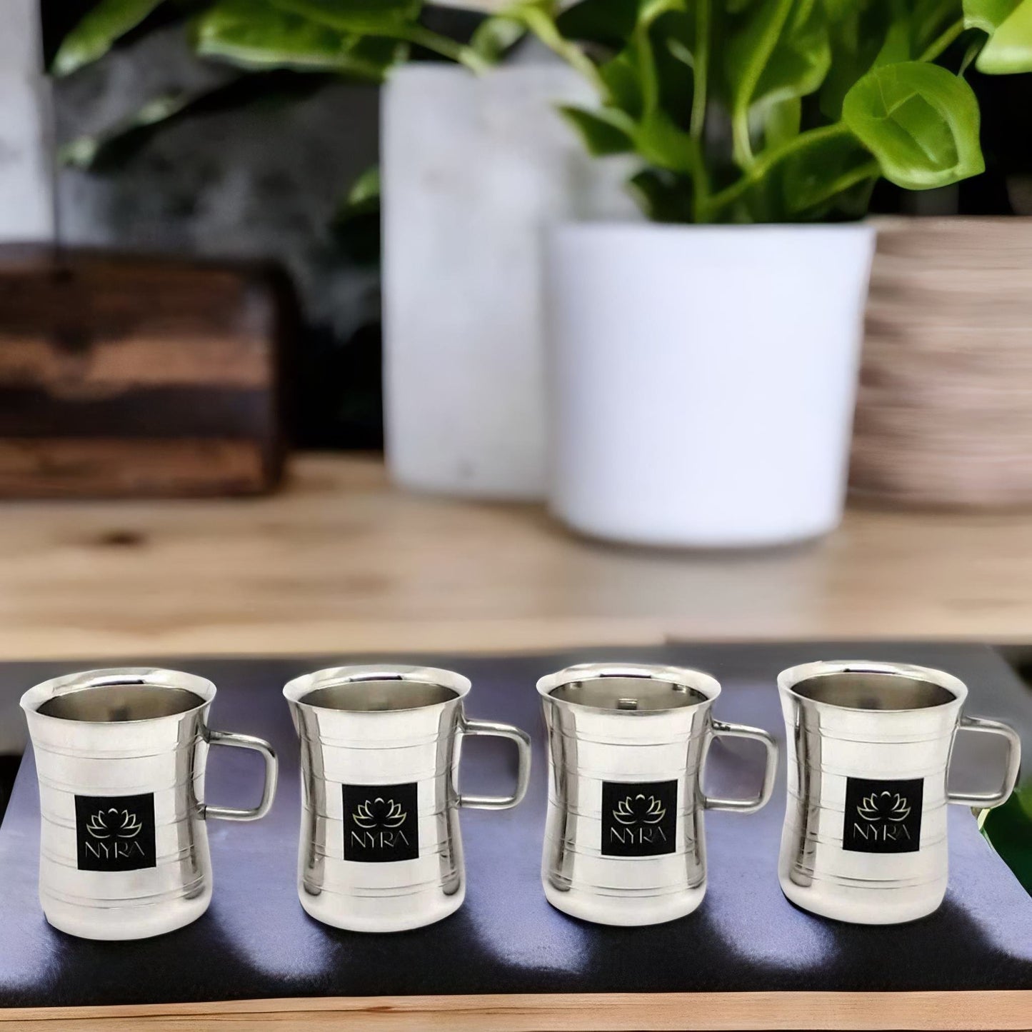 Stainless Steel Double-Walled Tea/Coffee Mug Set – Insulated/Elegant Design/Glossy Finish Cups