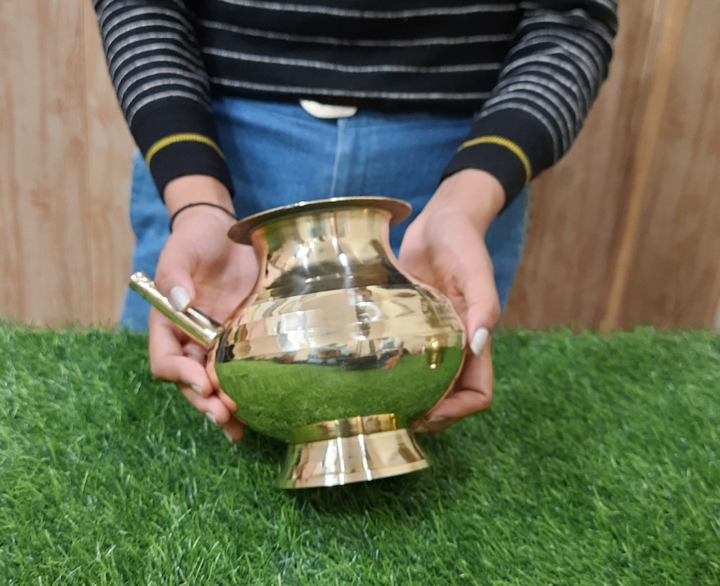 Pure Brass Karwa Chauth Kalash/Lota – Traditional Peetal Karwa
