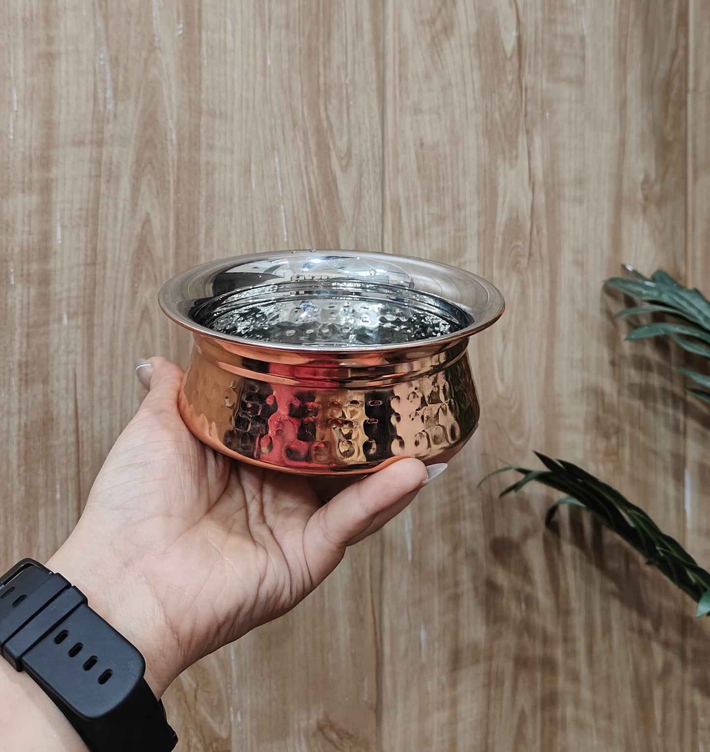 Stainless Steel Handi Bowl with Rose Gold Finish | Double-Layer Insulated Serving Bowl
