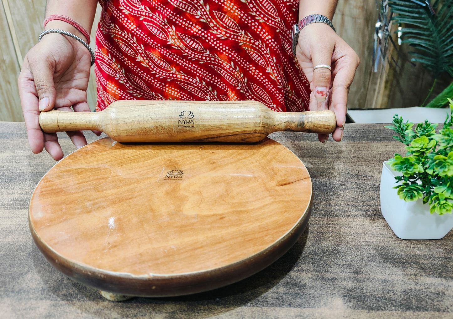Wooden Belan and Chakla Set for Kitchen | Rolling Pin and Board for Roti, Paratha, Chapati Making