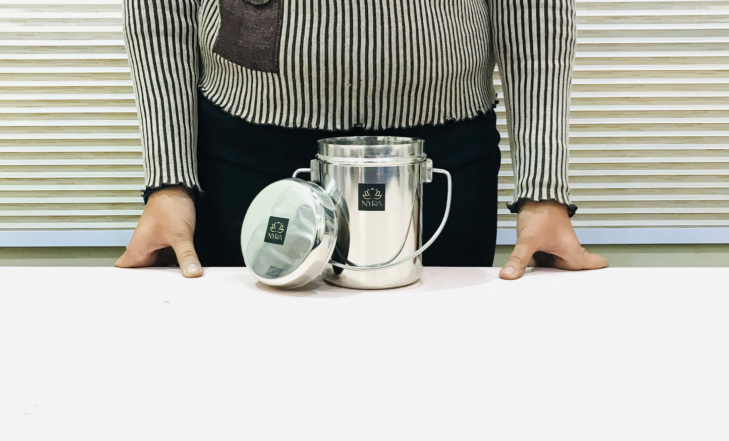 Stainless Steel Milk Pot with Lid (Dolchi/Barni) – Glossy finish, Rust-Proof & Flat Bottom Storage Container