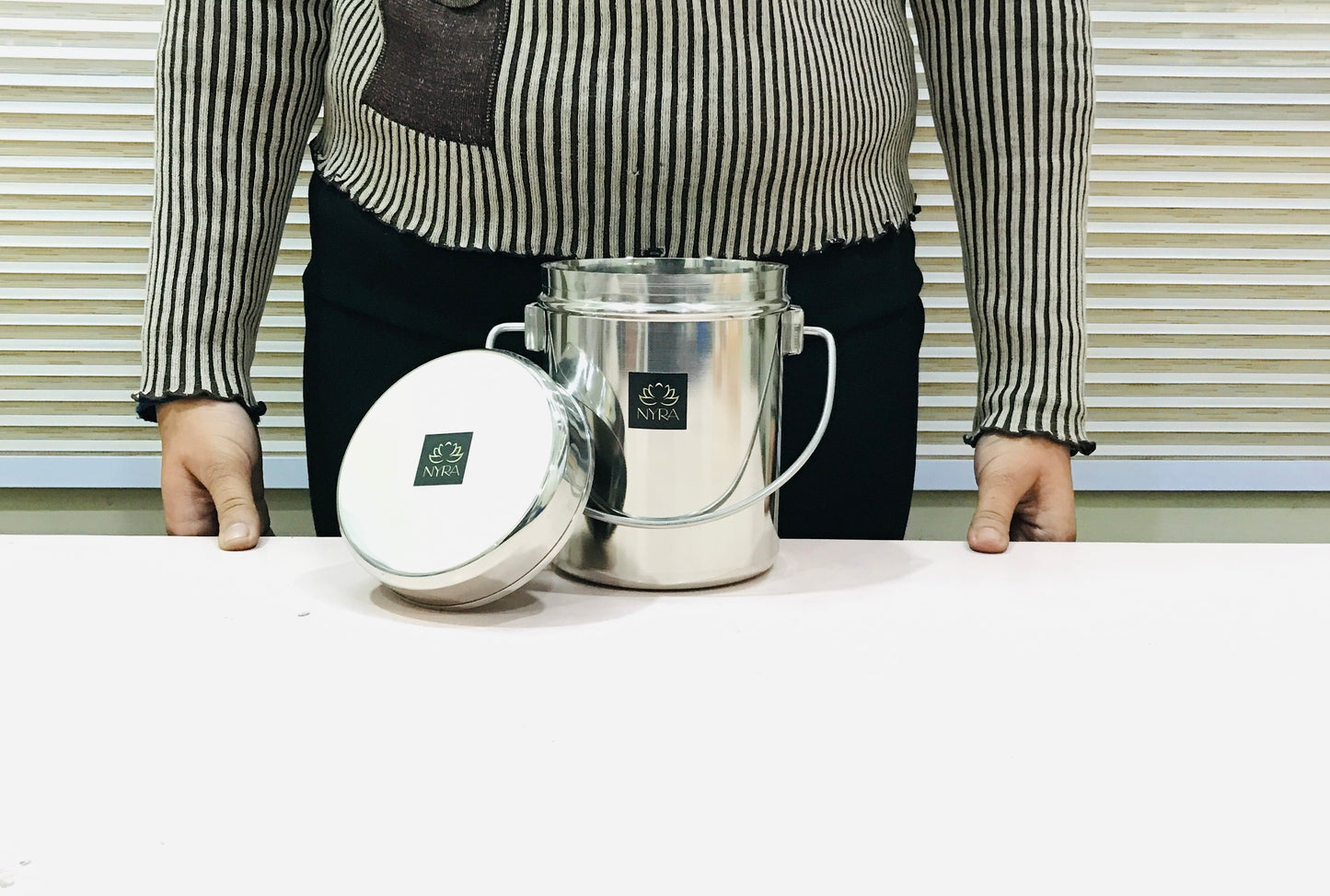 Stainless Steel Milk Pot with Lid (Dolchi/Barni) – Glossy finish, Rust-Proof & Flat Bottom Storage Container