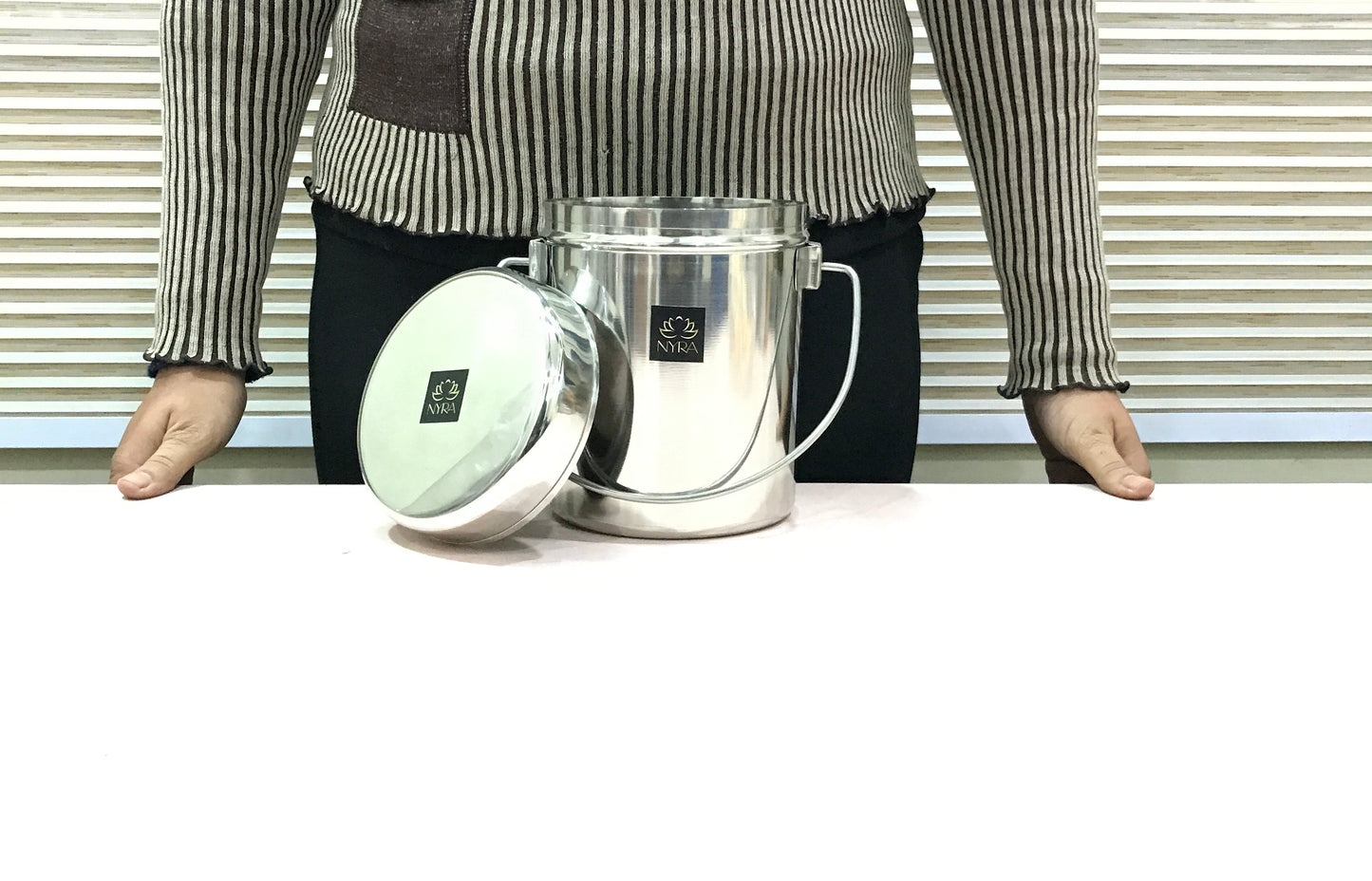 Stainless Steel Milk Pot with Lid (Dolchi/Barni) – Glossy finish, Rust-Proof & Flat Bottom Storage Container