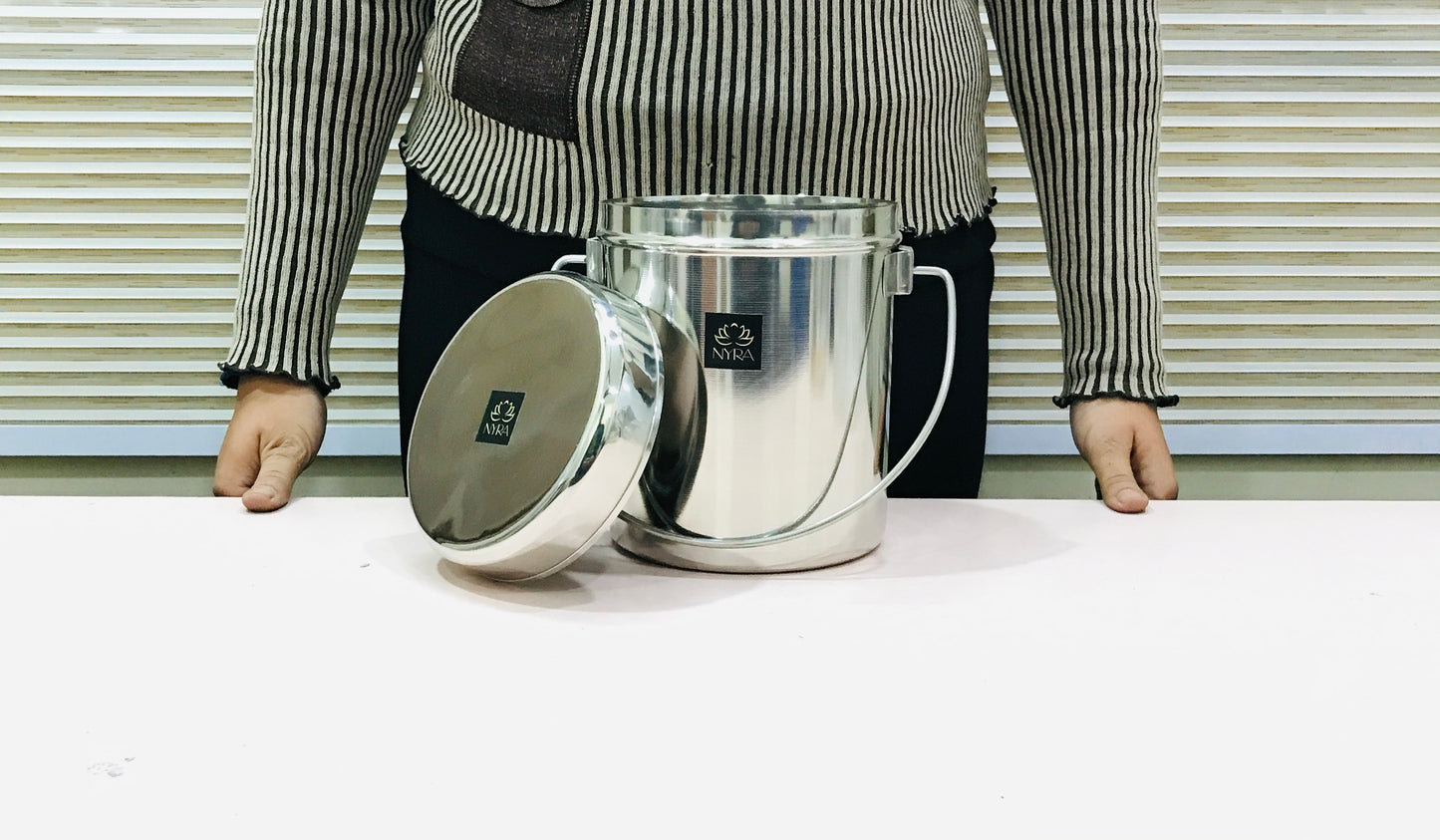 Stainless Steel Milk Pot with Lid (Dolchi/Barni) – Glossy finish, Rust-Proof & Flat Bottom Storage Container