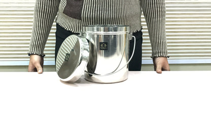 Stainless Steel Milk Pot with Lid (Dolchi/Barni) – Glossy finish, Rust-Proof & Flat Bottom Storage Container