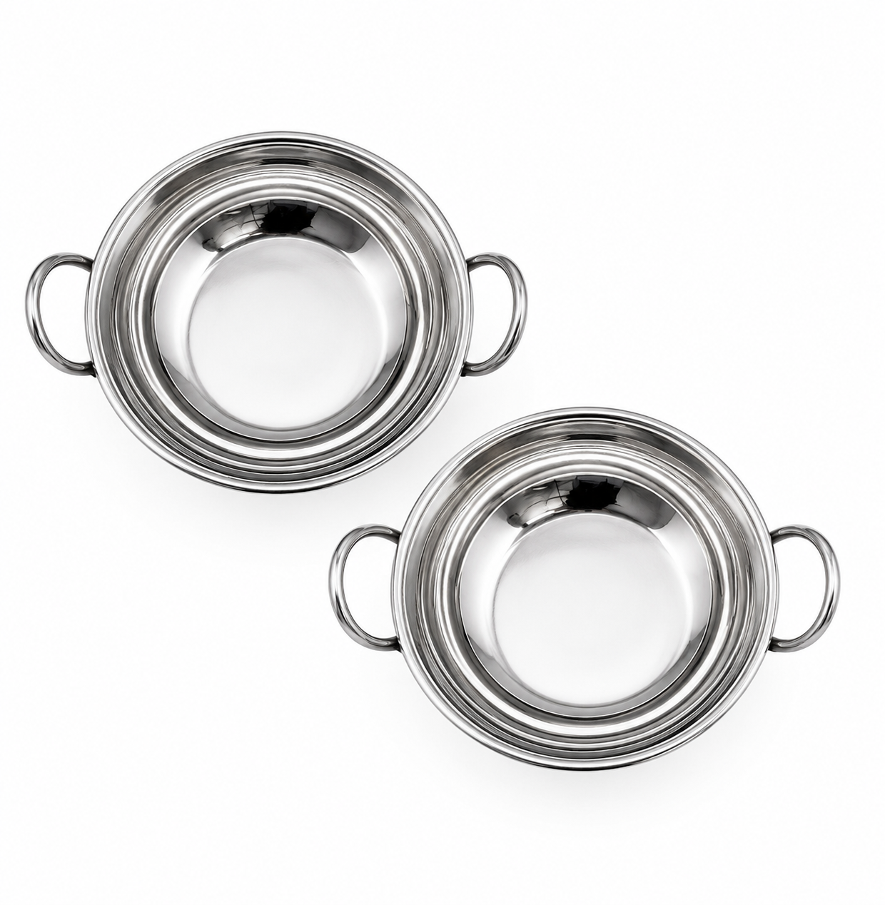 Stainless Steel Hammered Finish Kadhai with Handles – Premium Serveware Set