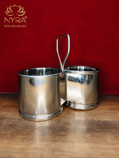 Stainless Steel Chougadha | Chaumukha Vegetable Holder with Handle – Premium 2, 3, 4 Container
