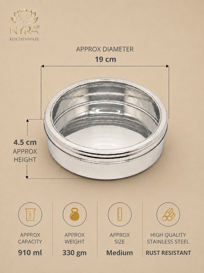 Stainless Steel Storage-Box with See Through Lid | Glossy Finish - Multipurpose Storage Container