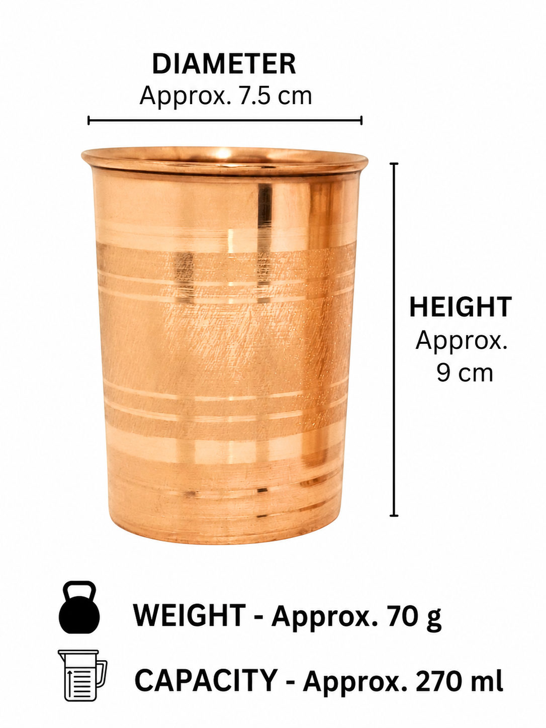 Handmade Copper Glass/Tumbler - Ayurvedic Health Benefits | Traditional Tamba Drinkware for Daily Use