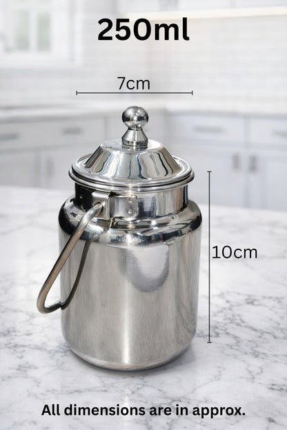 Stainless Steel Mini Oil Canister with Lid & Handle | Multipurpose Kitchen Storage Container/Barni