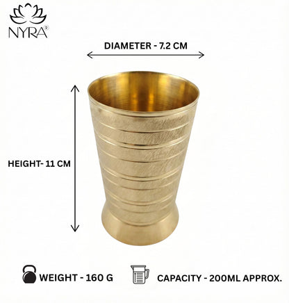Pure Brass Peetal Designer Glass – Textured Ring Tumbler | Ayurvedic Pital Jal Drinkware