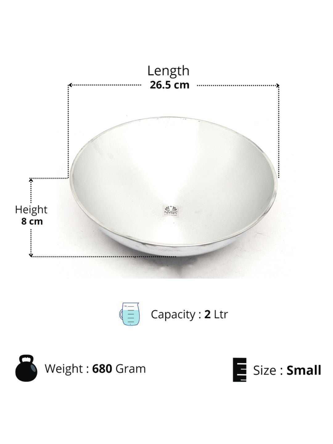 White bowl with measurements on a white background