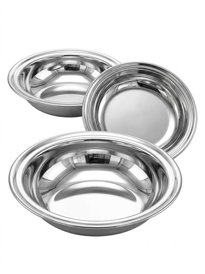 Deep Stainless Steel Multipurpose Bowls - Set of 6 for Serving & Dining