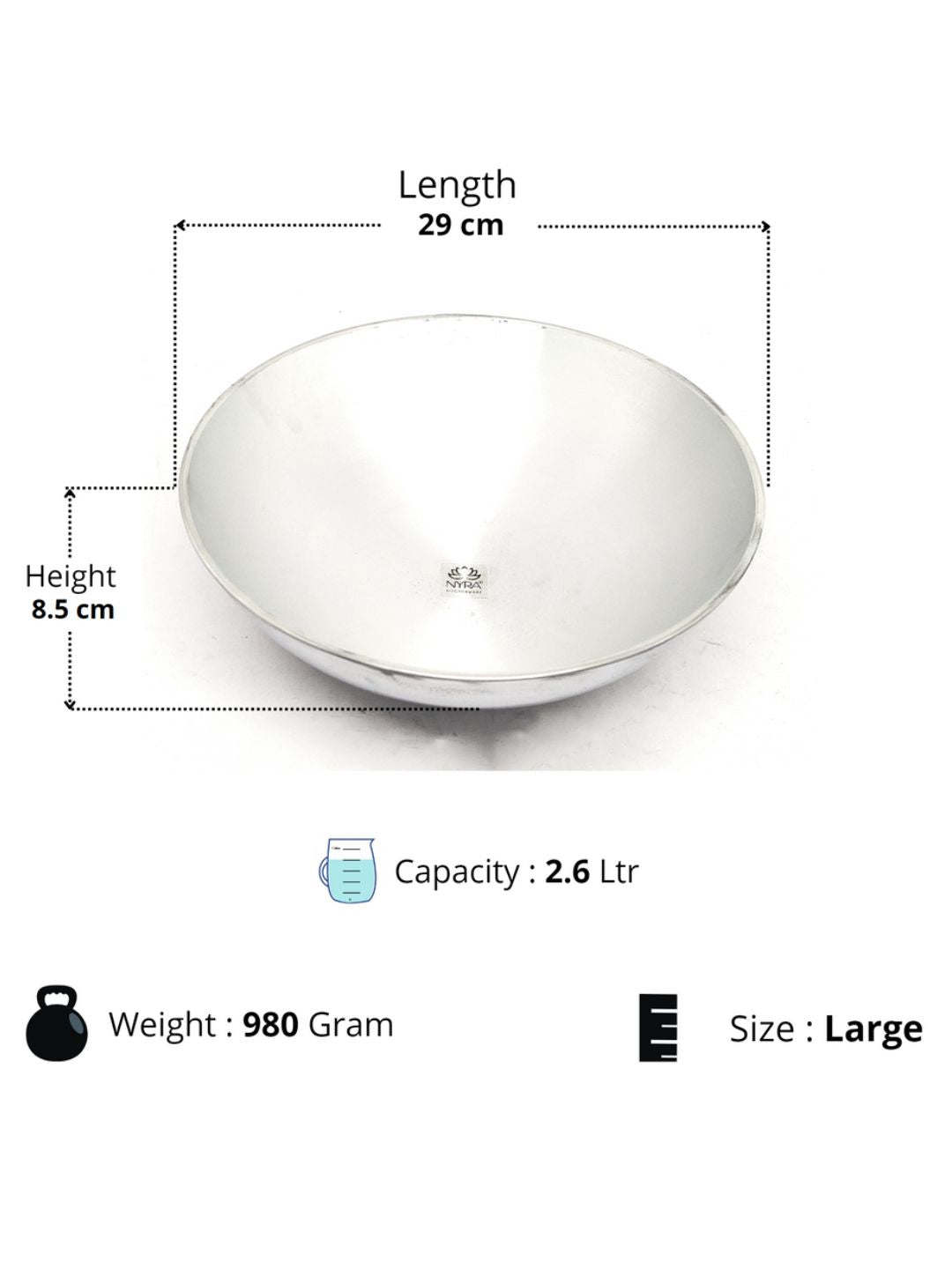 White bowl with measurements on a white background