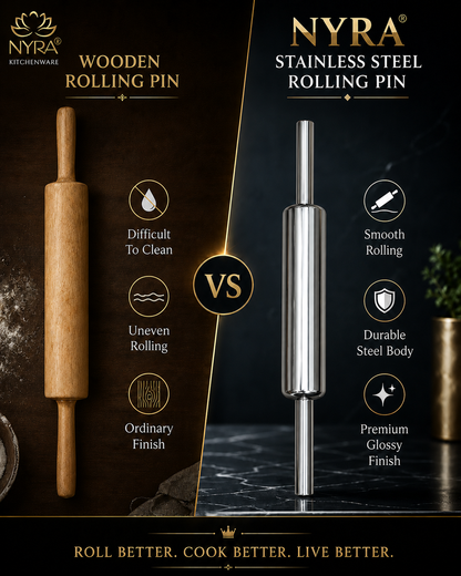 Stainless Steel Chapati Roller Pin - Durable Belan for Perfectly Rolled Chapatis
