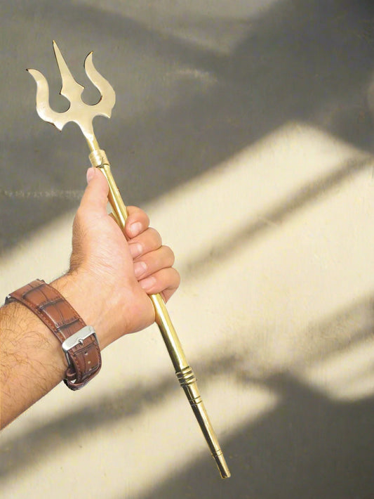 Pure Brass (Peetal) Trishul | Traditional Hindu Religious Symbol | Perfect for Home Temple, Pooja, and Festivals