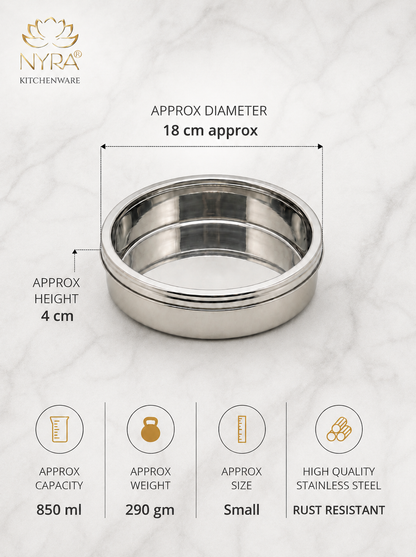 Stainless Steel Storage-Box with See Through Lid | Glossy Finish - Multipurpose Storage Container