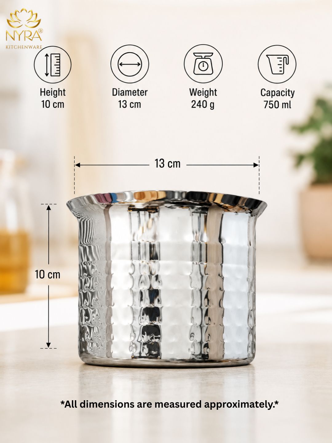 Premium Stainless Steel Hammered Deep Water Gunj - 6 Sizes