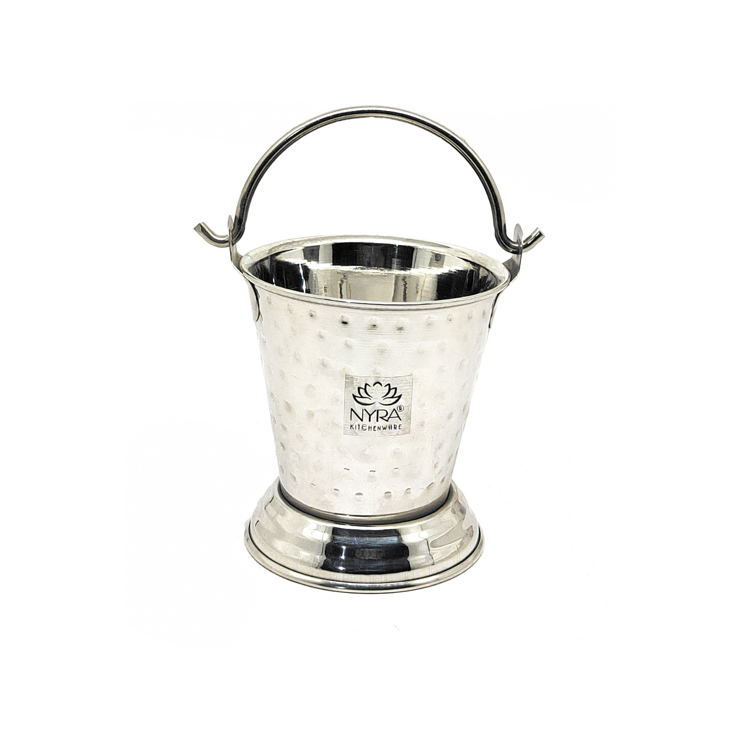 Stainless Steel Hammered Mini Serving Bucket with Steel Handle