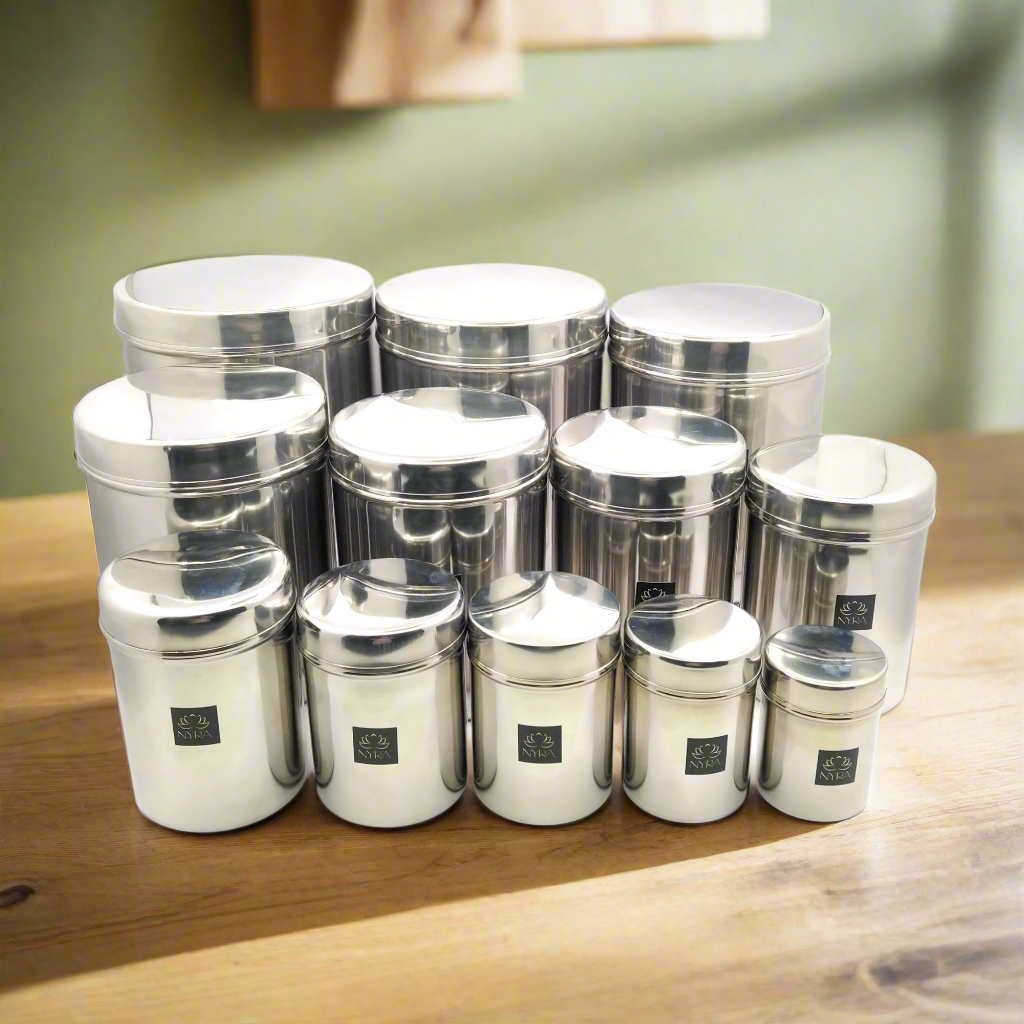 Stainless-Steel Cylindrical Shaped Deep Storage Box Containers