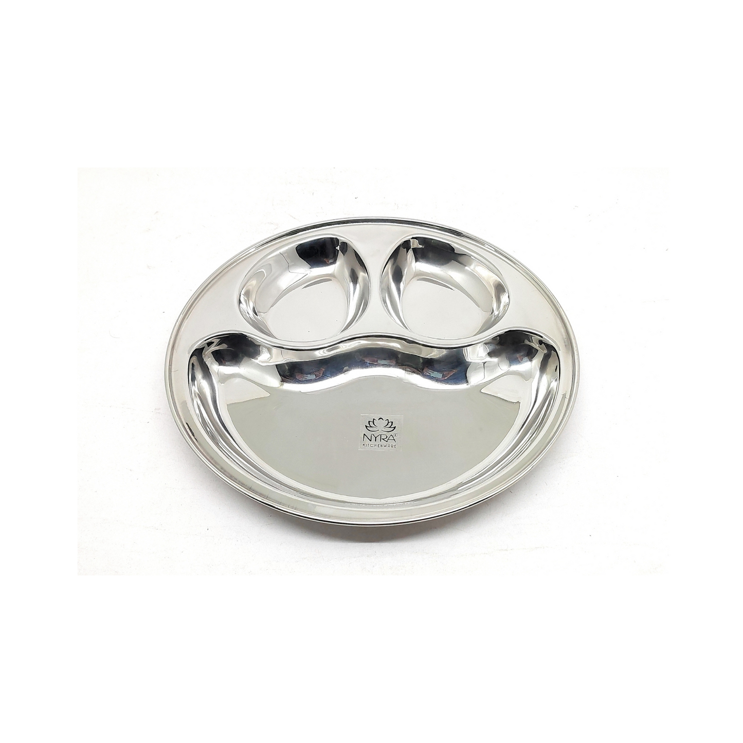 Stainless Steel Partition Plate | 3 in 1 Compartment Bhojan Thali |