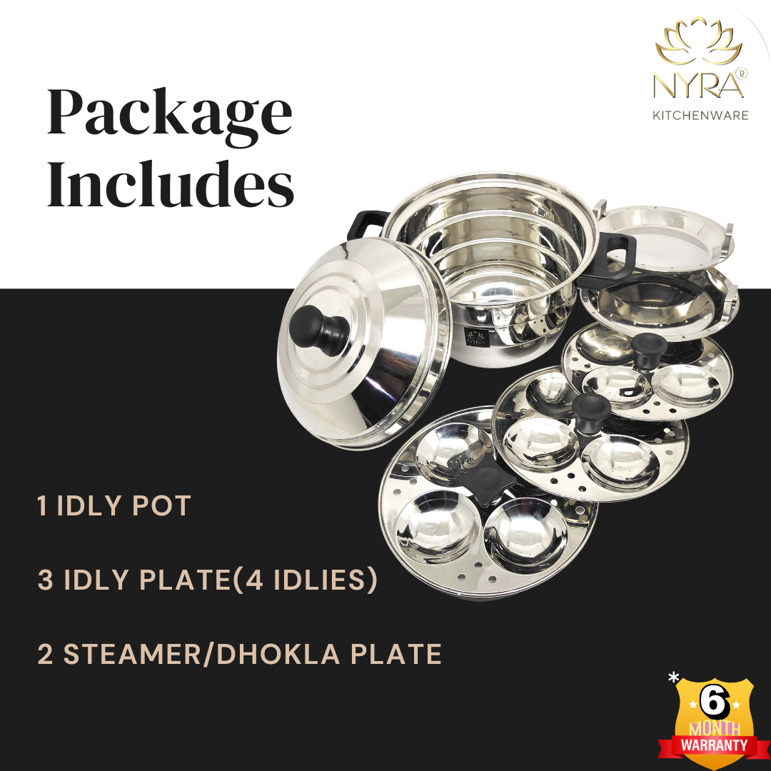 Premium Stainless Steel Multi Idli Cooker Pot with Stackable Idli Plates for Steaming