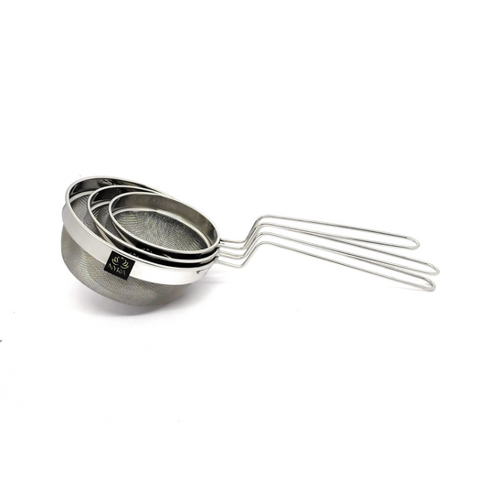 Set of 3 Stainless Steel Deep Fryer Strainers with Fine Mesh & Spot Welded Wire Handles - Essential Kitchen Tools