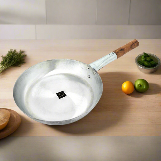 Iron Chinese Fry Pan with Wooden Handle - 4 Sizes