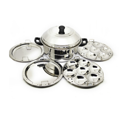 Premium Stainless Steel Multi Idli Cooker Pot with Stackable Idli Plates for Steaming