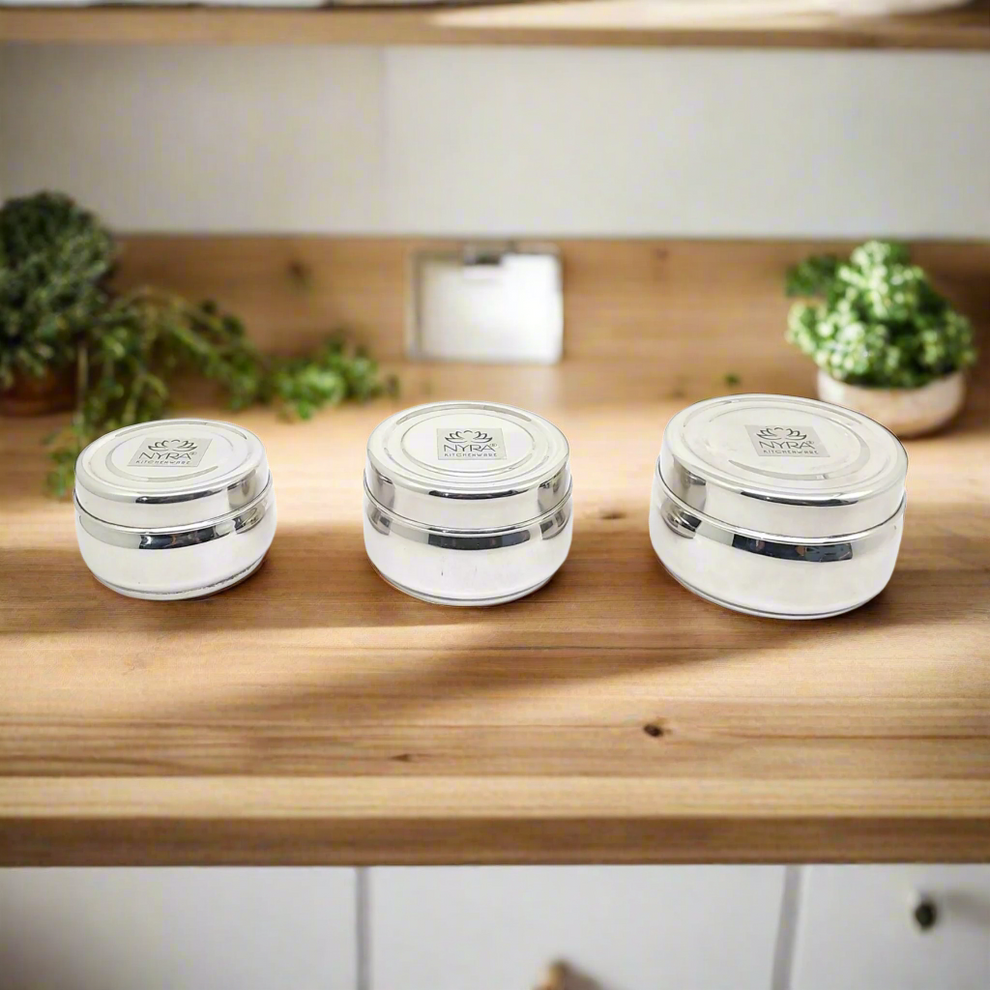 Stainless Steel Mini Containers Set - 3-Piece Multipurpose Storage ...