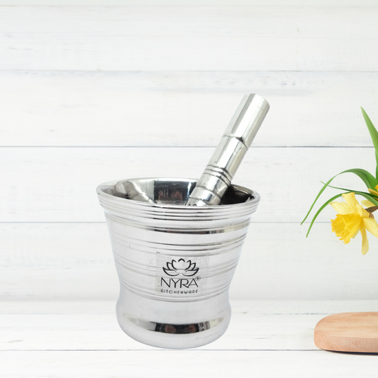 Nyra® Stainless Steel Mortar & Pestle Set | Khalbatta | Imam Dasta