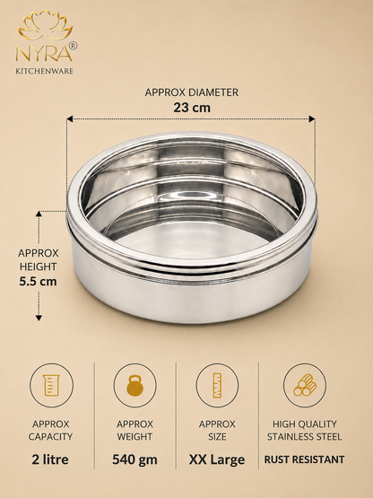 Stainless Steel Storage-Box with See Through Lid | Glossy Finish - Multipurpose Storage Container