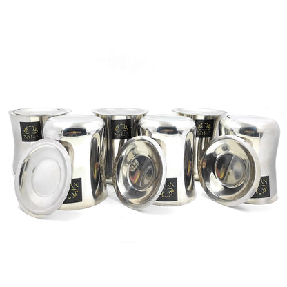 Stainless Steel Lazer Print Glass With Lid | Water/Milk Tumbler - Durable, Rust-Free Drinkware Set