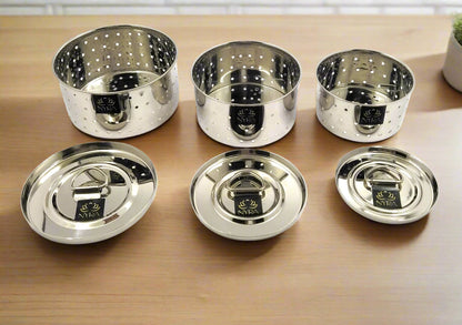 Stainless Steel Round Paneer Mould/Press – Set of 3 Pcs | Glossy Finish Food-Grade Mould for Homemade Paneer & Cheese