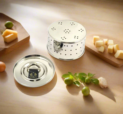 Stainless Steel Glossy-Finish Round Cheese/Paneer Maker - Quick Press Mould - 3 Sizes
