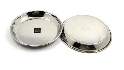 Stainless Steel Quarter Side Plates with glossy outer finish Set for Snacks/Breakfast