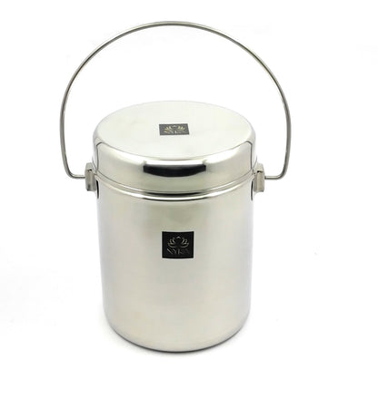 Stainless Steel Milk Pot with Lid (Dolchi/Barni) – Glossy finish, Rust-Proof & Flat Bottom Storage Container