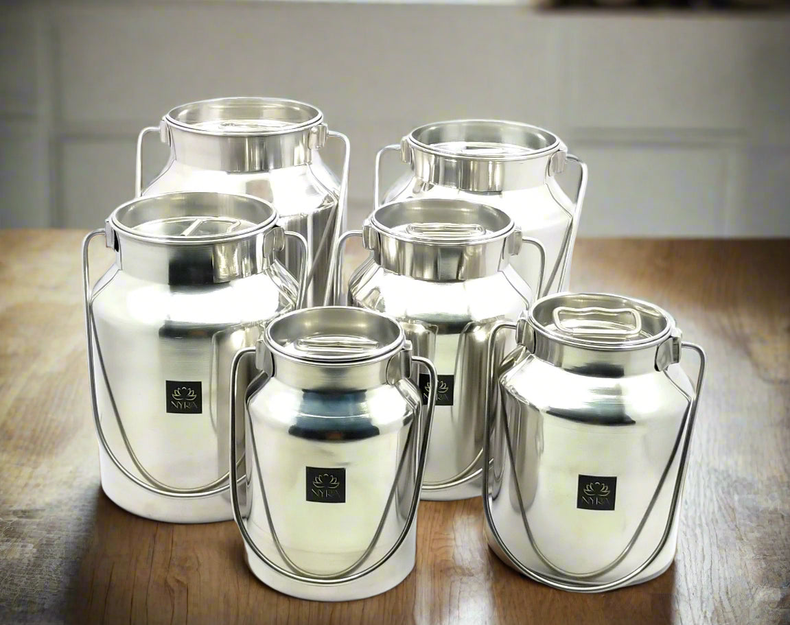 Premium Stainless Steel Milk & Oil Container with Lid – Durable Storage Solution - 6 Sizes