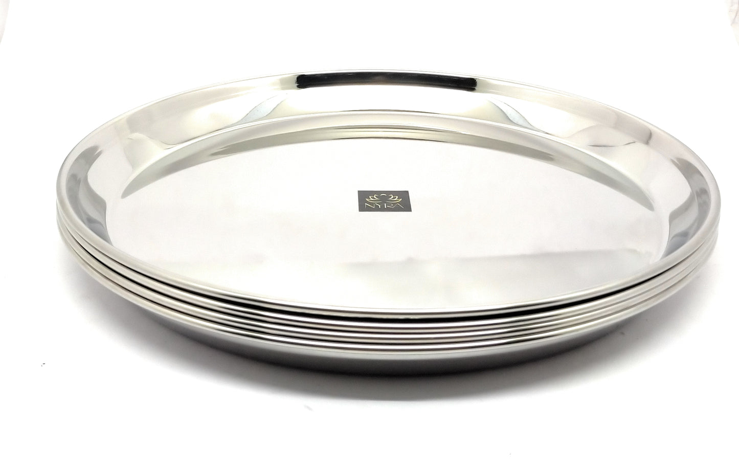 Stainless Steel Plates with Glossy Outer Finish – Set for Lunch/Dinner