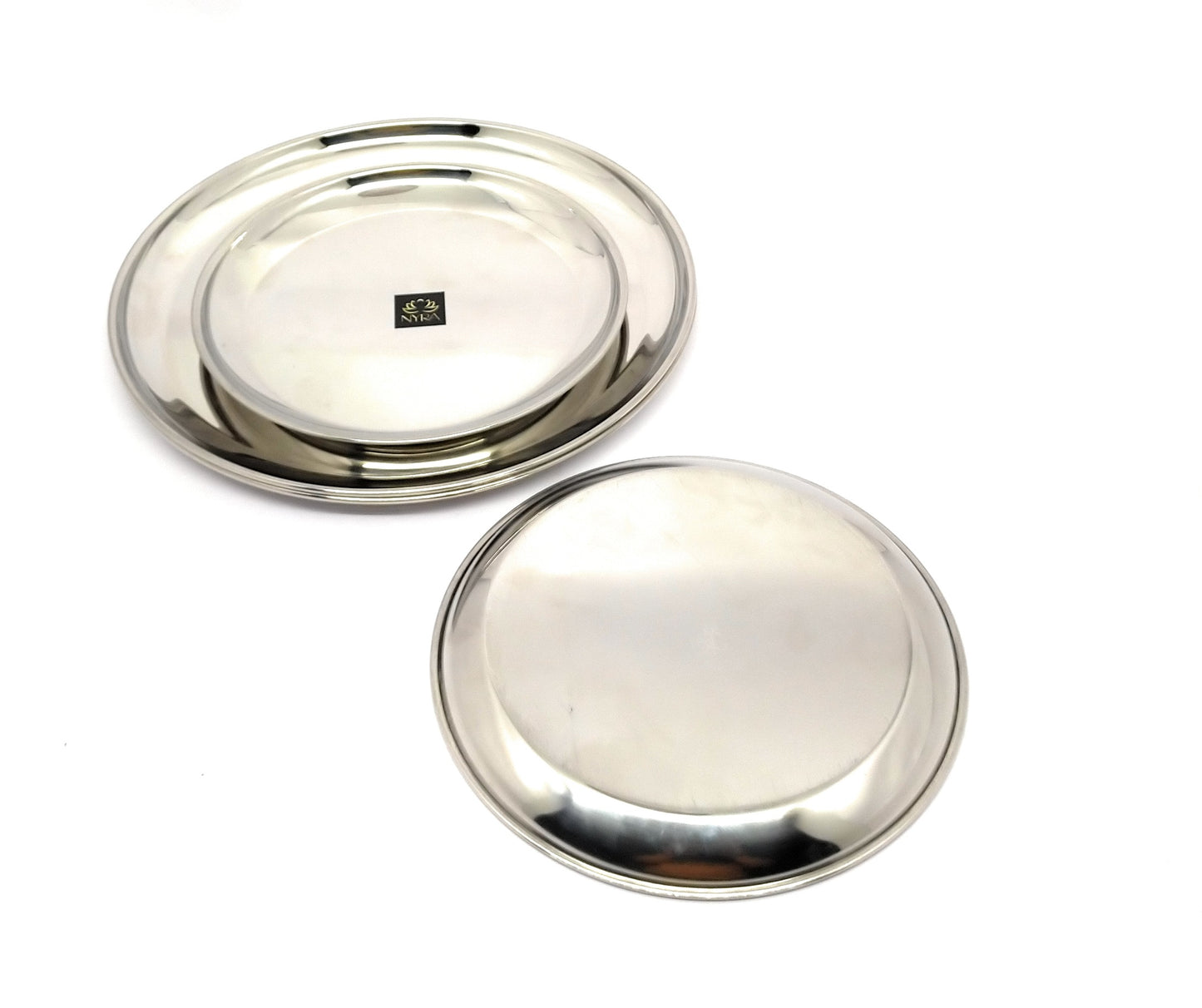 Stainless Steel Set of 12 Plates - 6 Full Size and 6 Quarter Plates