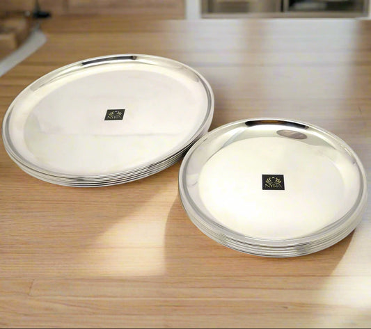 Stainless Steel Plates Heavy Gauge Steel Set of 12 Plates