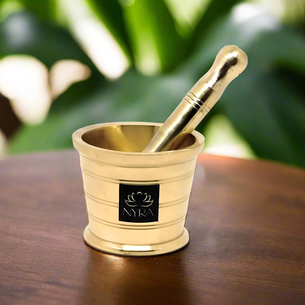 Pure Brass Mortar Pestle | Peetal Khal Batta  – Traditional Hand Smasher for Grinding Spices |