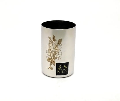 Stainless Steel Glass/ Tumbler with Laser Floral Design for Drinking  300 ML each