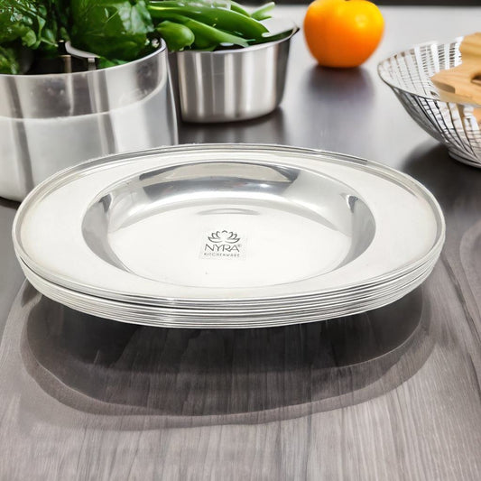 Stainless Steel Serving Plate Set | Oval-shaped Plates - Available in 3 Sizes |