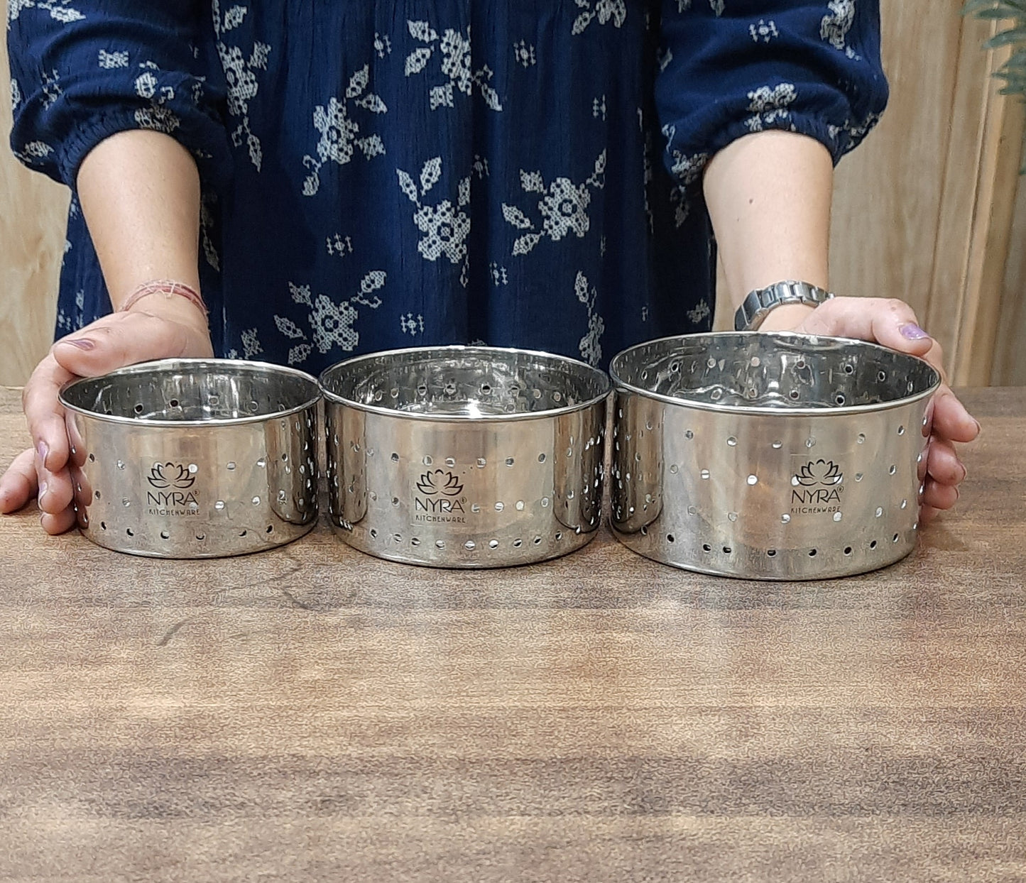 Stainless Steel Round Paneer Mould/Press – Set of 3 Pcs | Glossy Finish Food-Grade Mould for Homemade Paneer & Cheese